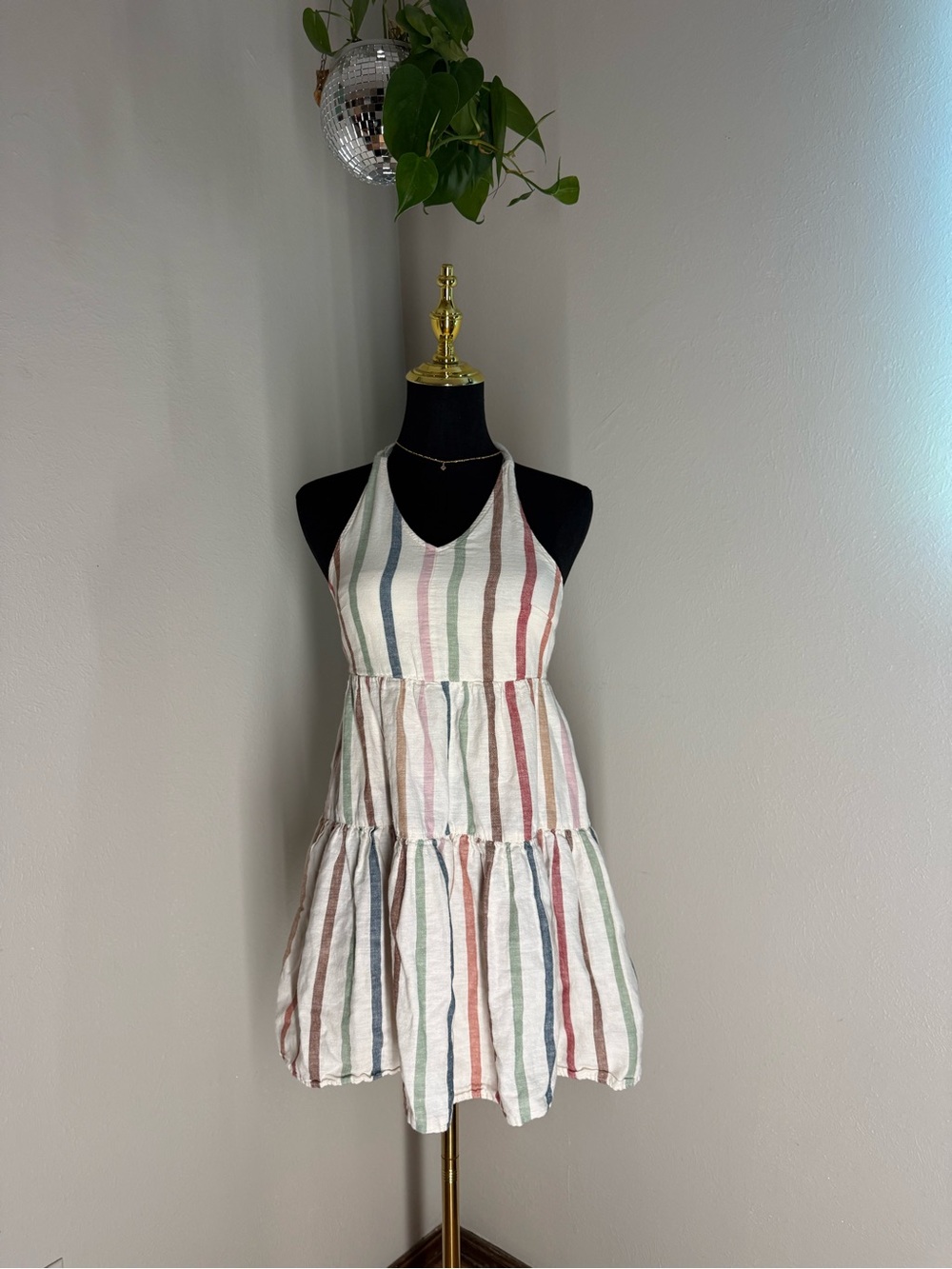 American Eagle Striped Halter Dress
